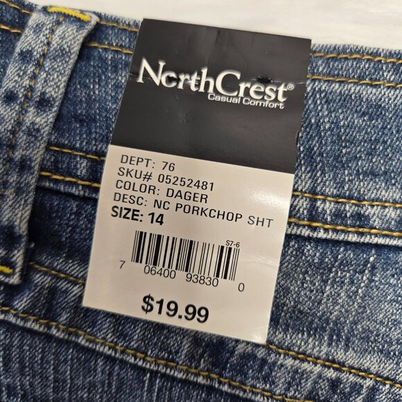 Vintage NorthCrest Jean Shorts Women's Size 14 Blue Denim Flap Back Pockets NWT - Picture 5 of 8